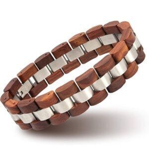 NEW Mens Wood & Stainless Steel Combined Wooden bracelet​